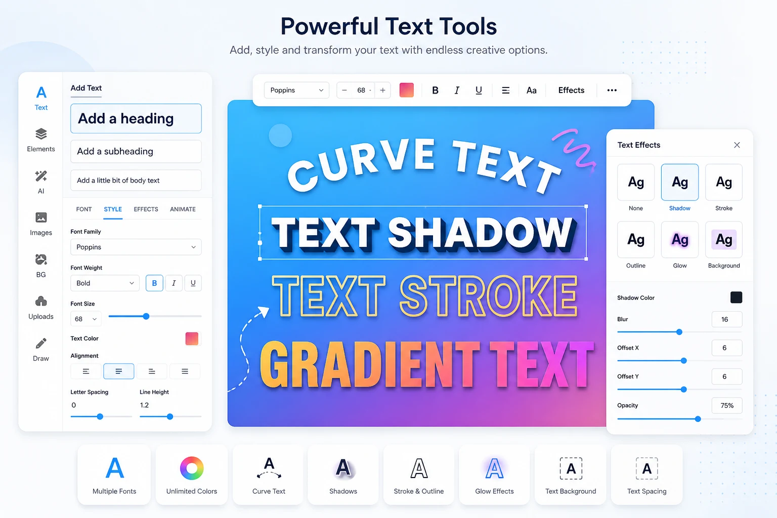 Canvix text effects and typography tools
